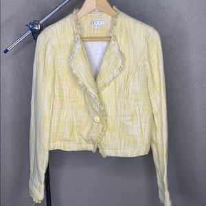 CAbi light yellow Daisy fringe jacket - med